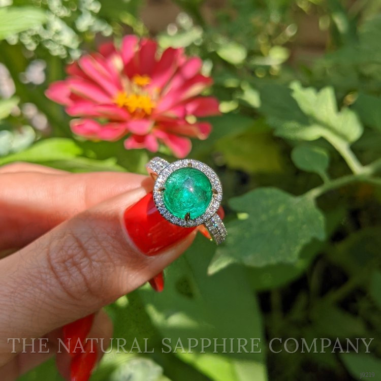 3.98 Ct. Emerald Natural Diamond Pave Ring, 14K Yellow Gold