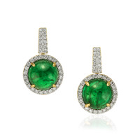 10.93 Ct.Tw.Total Carat Weight Emerald Natural Diamond Pave Earrings, 14K Yellow Gold Video