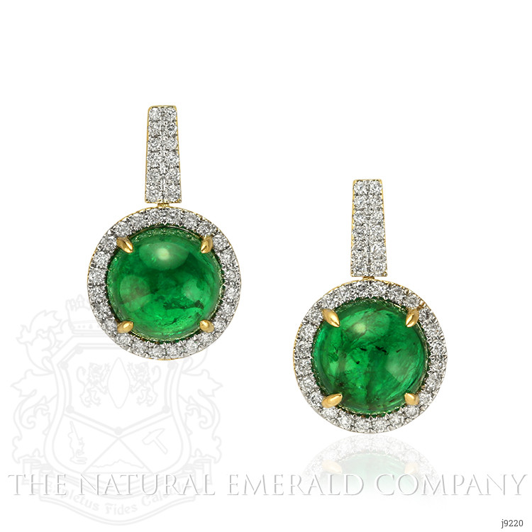10.93 Ct.Tw. Emerald Natural Diamond Pave Earrings, 14K Yellow Gold
