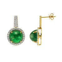 10.93 Ct.Tw. Emerald Natural Diamond Pave Earrings, 14K Yellow Gold Image