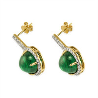 10.93 Ct.Tw. Emerald Natural Diamond Pave Earrings, 14K Yellow Gold Image