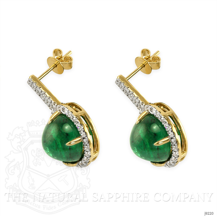 10.93 Ct.Tw. Emerald Natural Diamond Pave Earrings, 14K Yellow Gold