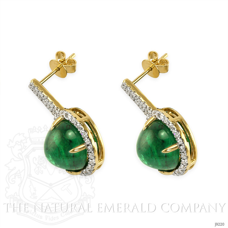 10.93 Ct.Tw. Emerald Natural Diamond Pave Earrings, 14K Yellow Gold