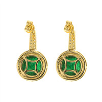 10.93 Ct.Tw. Emerald Natural Diamond Pave Earrings, 14K Yellow Gold Image