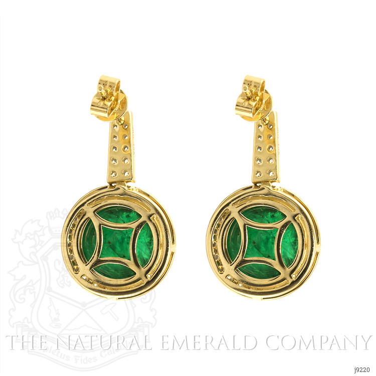 10.93 Ct.Tw. Emerald Natural Diamond Pave Earrings, 14K Yellow Gold