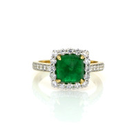 3.15 Ct. Emerald Natural Diamond Pave Ring, 14K Yellow Gold Video