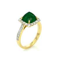 3.15 Ct. Emerald Natural Diamond Pave Ring, 14K Yellow Gold Image