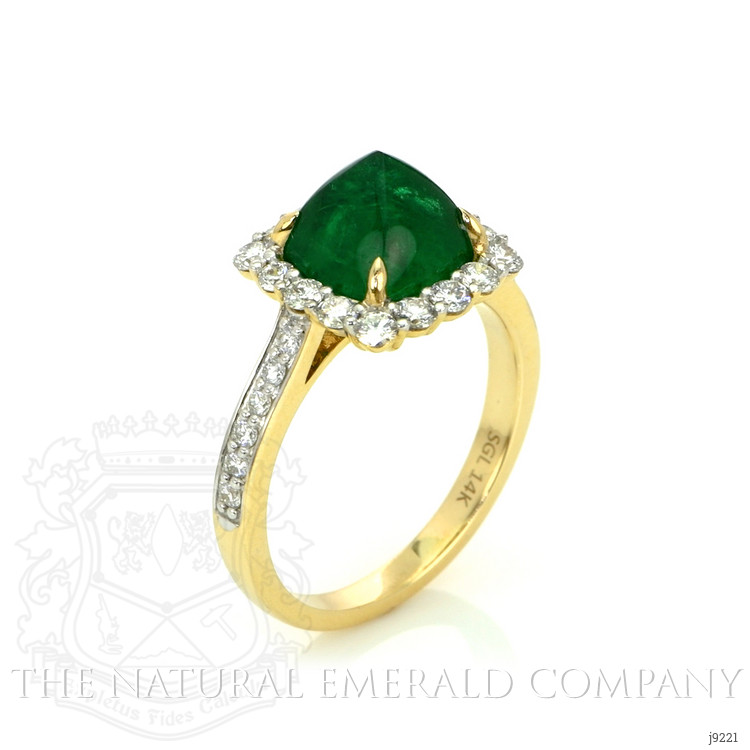3.15 Ct. Emerald Natural Diamond Pave Ring, 14K Yellow Gold