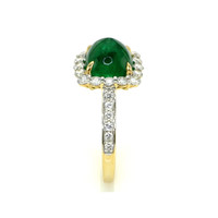 3.15 Ct. Emerald Natural Diamond Pave Ring, 14K Yellow Gold Image
