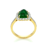 3.15 Ct. Emerald Natural Diamond Pave Ring, 14K Yellow Gold Image