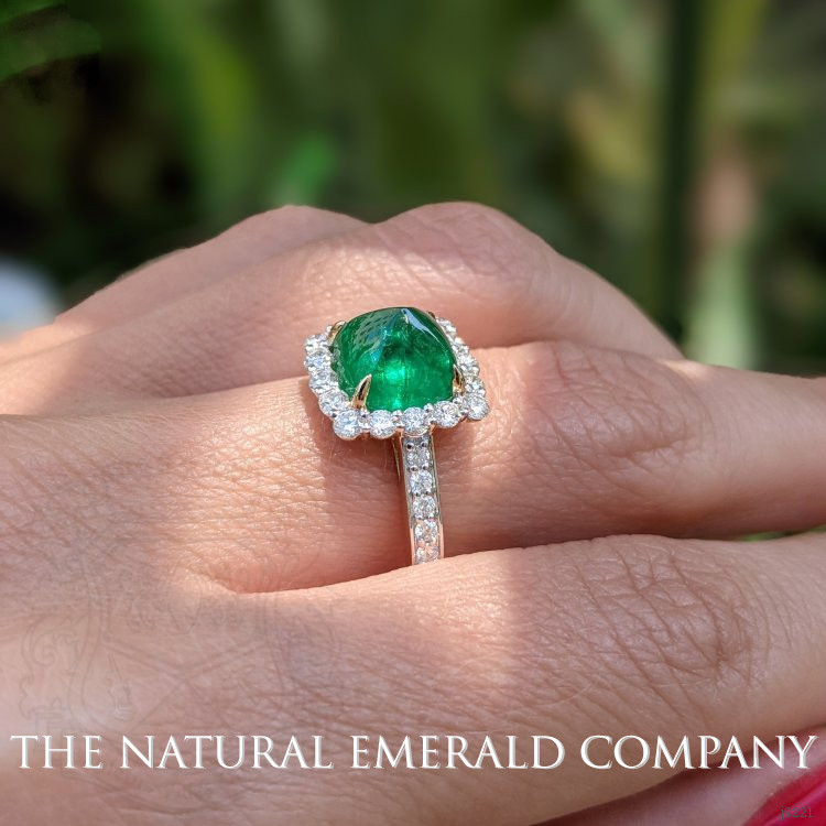 3.15 Ct. Emerald Natural Diamond Pave Ring, 14K Yellow Gold