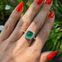 3.15 Ct. Emerald Natural Diamond Pave Ring, 14K Yellow Gold Life Style