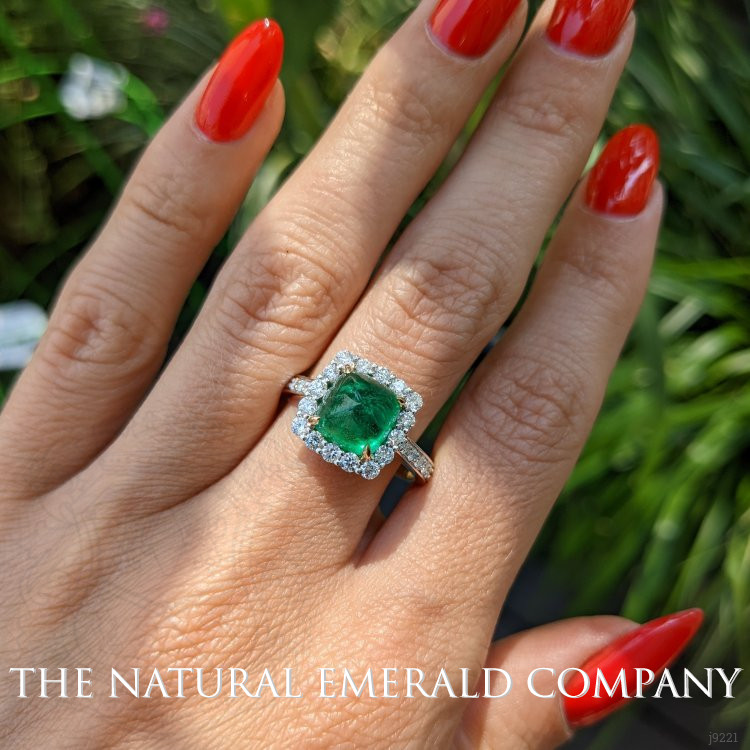 3.15 Ct. Emerald Natural Diamond Pave Ring, 14K Yellow Gold