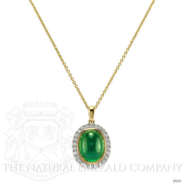 4.50 Ct. Emerald Natural Diamond Pave Pendant, 14K Yellow Gold