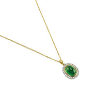 4.50 Ct. Emerald Natural Diamond Pave Pendant, 14K Yellow Gold Image
