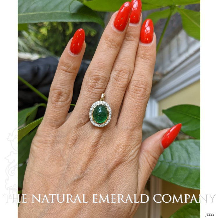 4.50 Ct. Emerald Natural Diamond Pave Pendant, 14K Yellow Gold