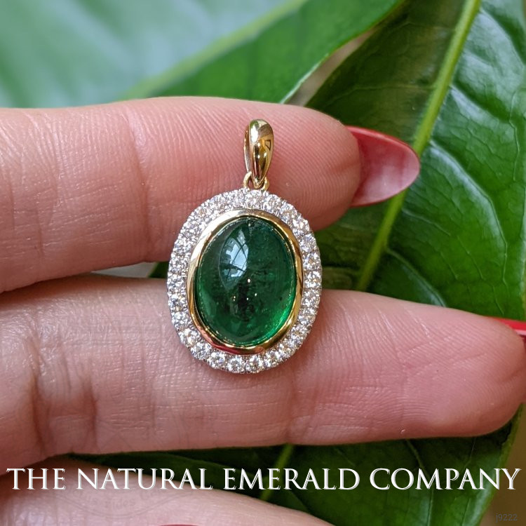 4.50 Ct. Emerald Natural Diamond Pave Pendant, 14K Yellow Gold