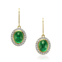 6.14 Ct.Tw. Emerald Natural Diamond Pave Earrings, 14K Yellow Gold Video
