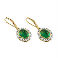 6.14 Ct.Tw. Emerald Natural Diamond Pave Earrings, 14K Yellow Gold Image