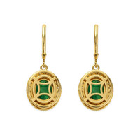 6.14 Ct.Tw. Emerald Natural Diamond Pave Earrings, 14K Yellow Gold Image