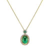 4.67 Ct. Emerald Emerald Pave Pendant, 14K Yellow Gold Video