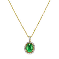 2.81 Ct. Emerald Natural Diamond Pave Pendant, 14K Yellow Gold Video