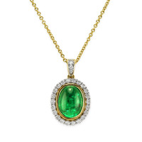 2.81 Ct. Emerald Natural Diamond Pave Pendant, 14K Yellow Gold Image