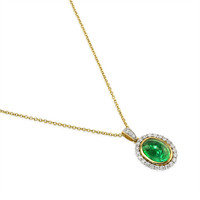 2.81 Ct. Emerald Natural Diamond Pave Pendant, 14K Yellow Gold Image