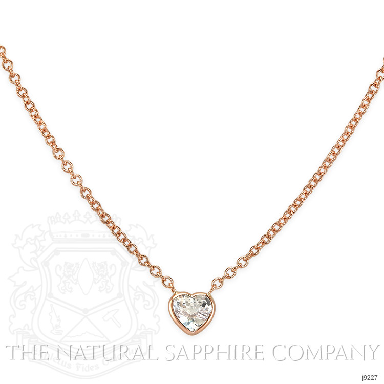 0.42 Ct. White Sapphire Bezel Necklace, 14K Rose Gold