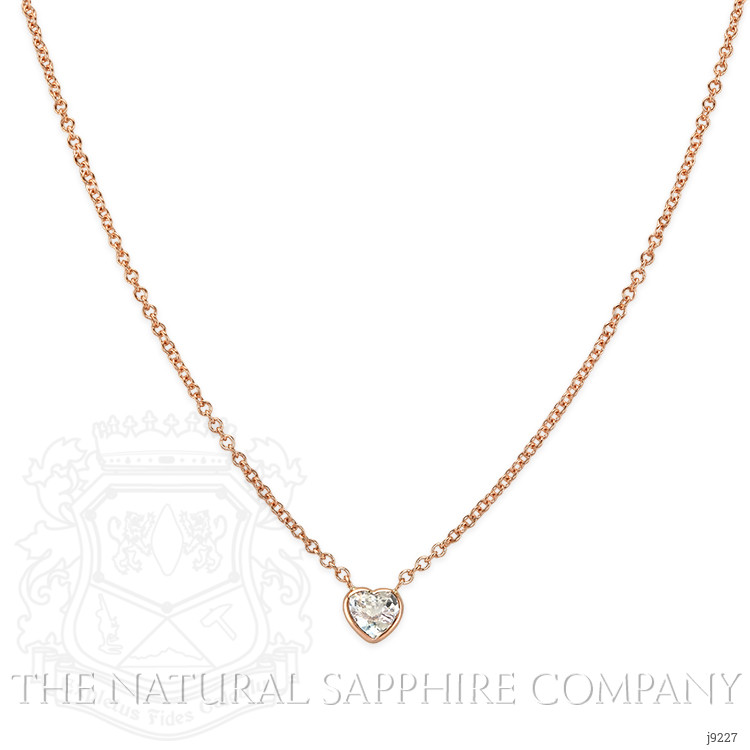 0.42 Ct. White Sapphire Bezel Necklace, 14K Rose Gold