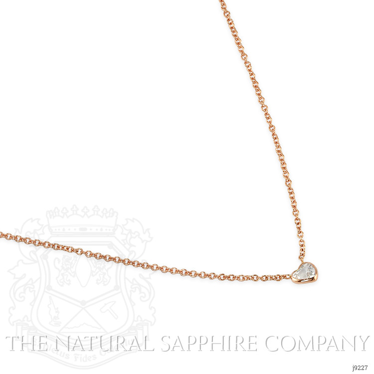 0.42 Ct. White Sapphire Bezel Necklace, 14K Rose Gold