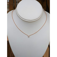 0.42 Ct. White Sapphire Bezel Necklace, 14K Rose Gold Life Style
