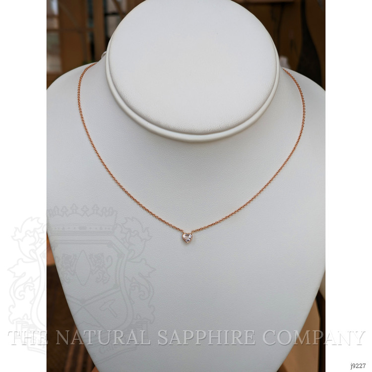 0.42 Ct. White Sapphire Bezel Necklace, 14K Rose Gold