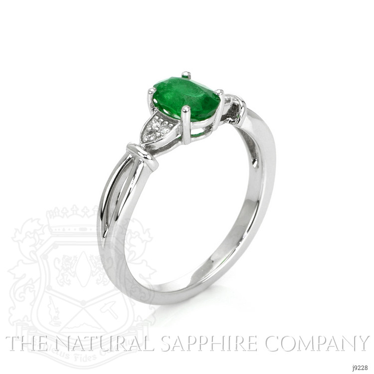 0.77 Ct. Emerald Natural Diamond Accent Stones Ring, 14K White Gold