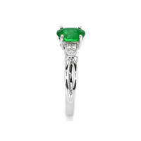 0.77 Ct. Emerald Natural Diamond Accent Stones Ring, 14K White Gold Image