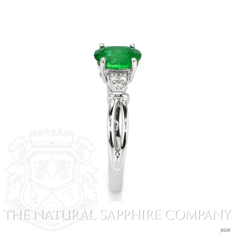 0.77 Ct. Emerald Natural Diamond Accent Stones Ring, 14K White Gold