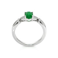 0.77 Ct. Emerald Natural Diamond Accent Stones Ring, 14K White Gold Image