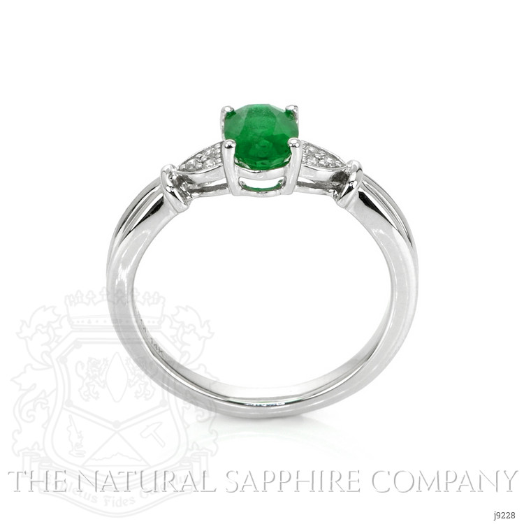 0.77 Ct. Emerald Natural Diamond Accent Stones Ring, 14K White Gold