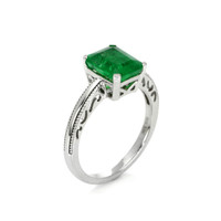 2.27 Ct. Emerald Solitaire Ring, 14K White Gold Image