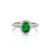 1.11 Ct. Emerald Natural Diamond Pave Ring, 14K White Gold Video