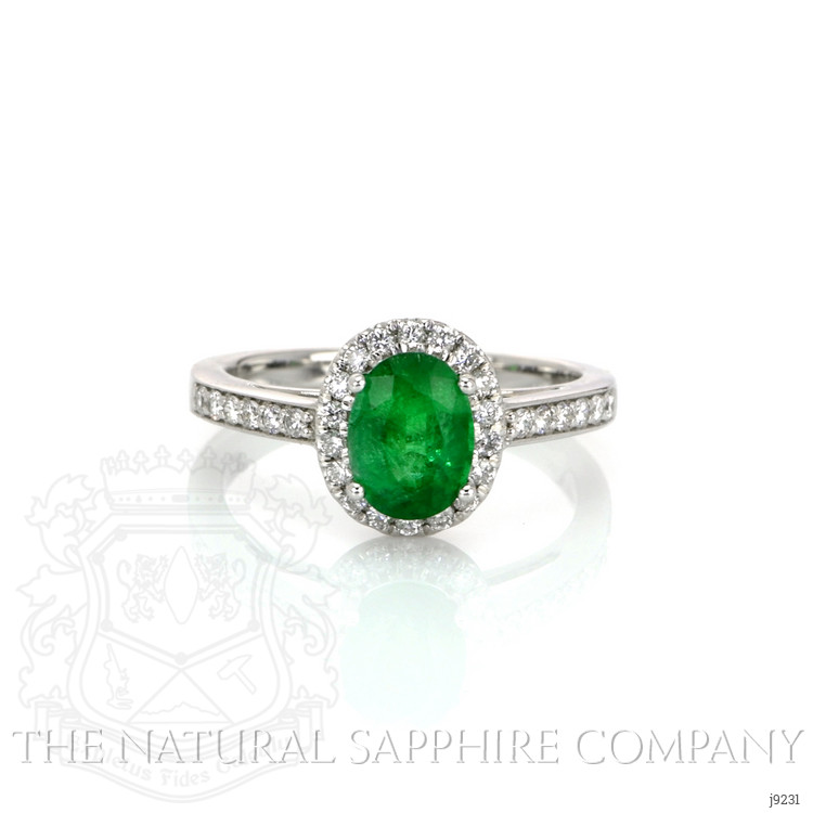 1.11 Ct. Emerald Natural Diamond Pave Ring, 14K White Gold