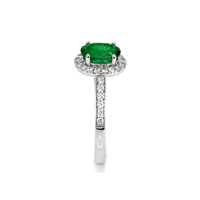 1.11 Ct. Emerald Natural Diamond Pave Ring, 14K White Gold Image