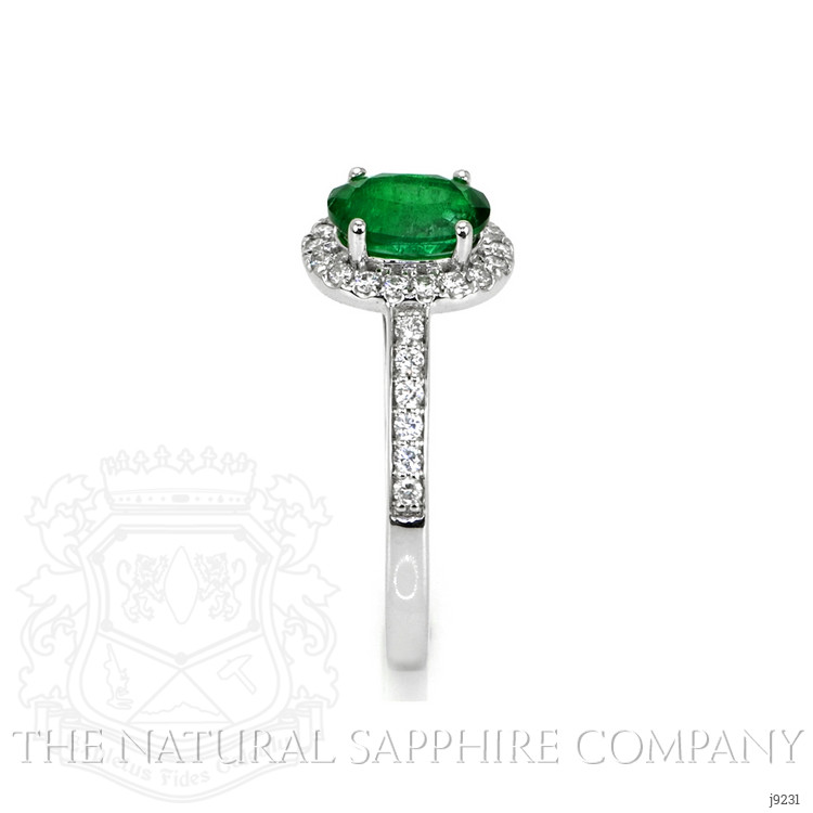 1.11 Ct. Emerald Natural Diamond Pave Ring, 14K White Gold