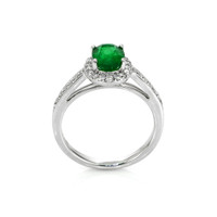 1.11 Ct. Emerald Natural Diamond Pave Ring, 14K White Gold Image