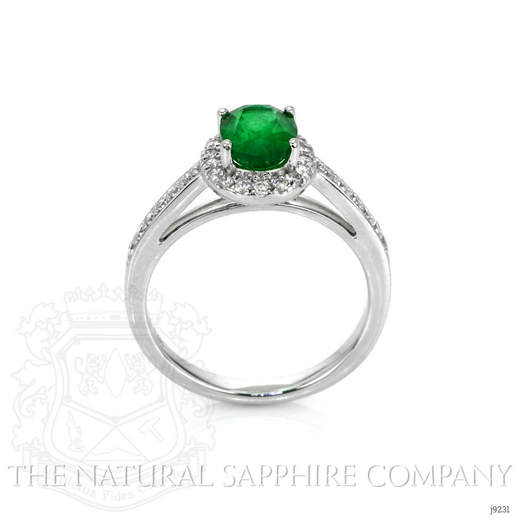 1.11 Ct. Emerald Natural Diamond Pave Ring, 14K White Gold