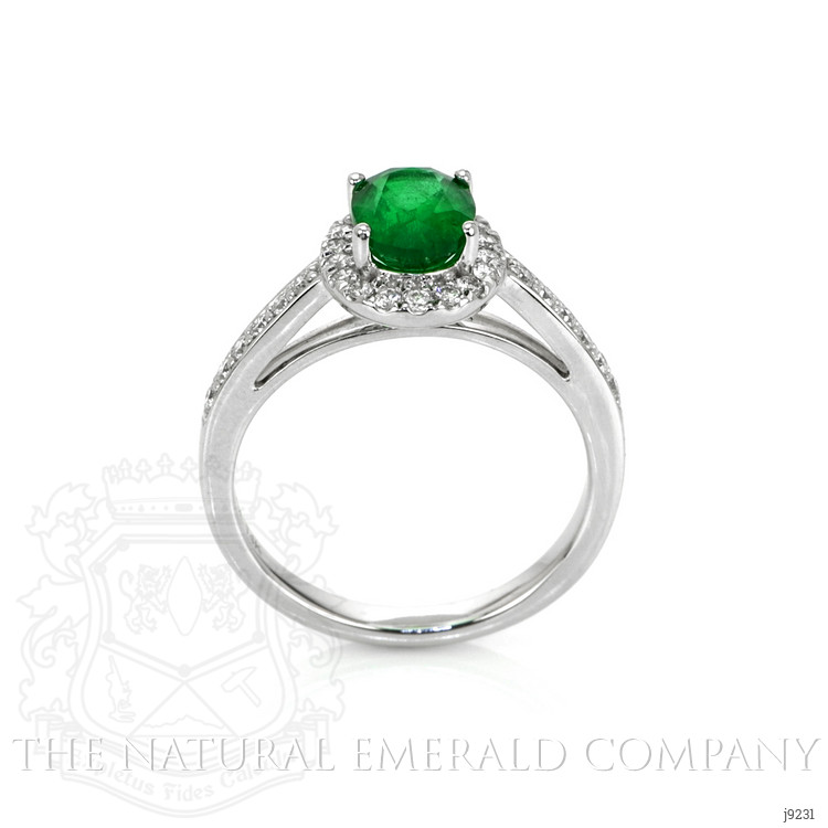 1.11 Ct. Emerald Natural Diamond Pave Ring, 14K White Gold