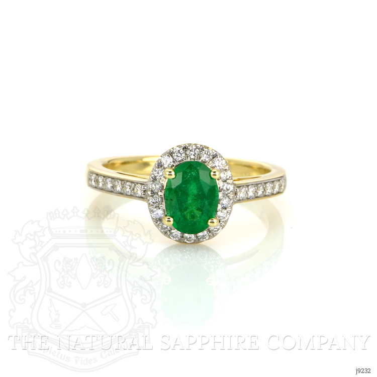 1.11 Ct. Emerald Natural Diamond Pave Ring, 14K Yellow Gold