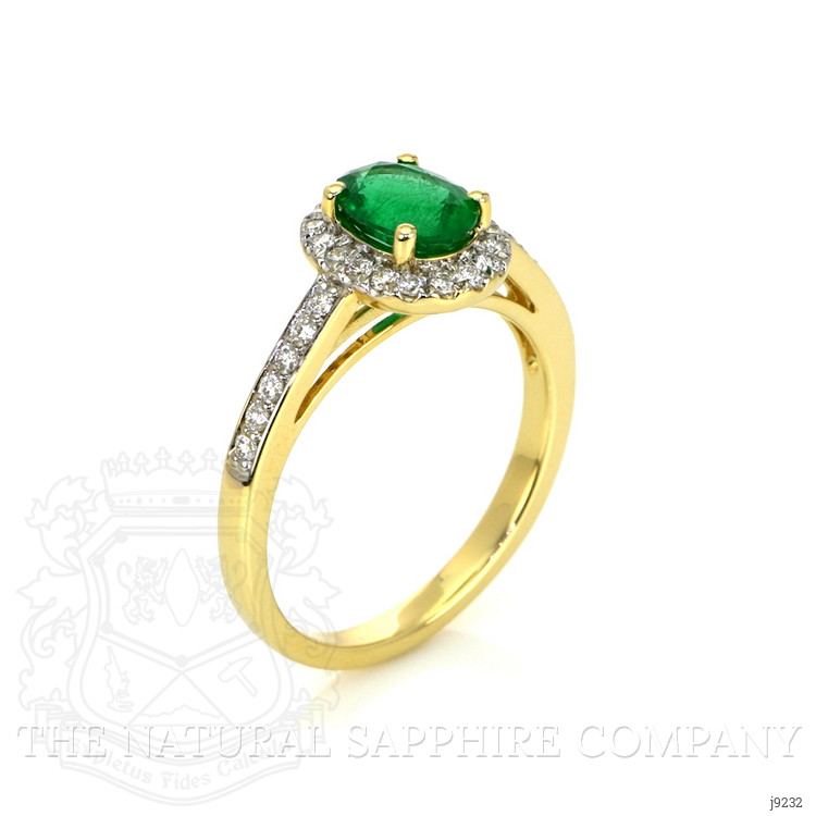 1.11 Ct. Emerald Natural Diamond Pave Ring, 14K Yellow Gold