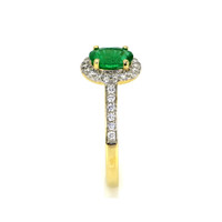 1.11 Ct. Emerald Natural Diamond Pave Ring, 14K Yellow Gold Image