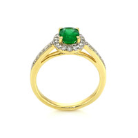 1.11 Ct. Emerald Natural Diamond Pave Ring, 14K Yellow Gold Image